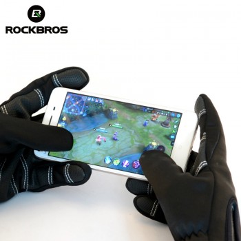 ROCKBROS Touch Screen Bike Gloves Winter Thermal Windproof Warm Full Finger Cycling Glove Anti-slip Bicycle Gloves For Men Women