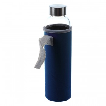 HOT-Glass Sport Water Bottle with Tea Filter Infuser Protective Bag 550ml