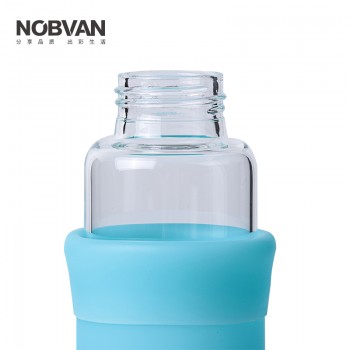 160/220/300/450ML HOT Large Collection Water Bottle Colorful Portable Glass Drinking With Cover Silicone Anti-Skid Sleeve Bottle