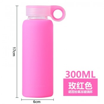 160/220/300/450ML HOT Large Collection Water Bottle Colorful Portable Glass Drinking With Cover Silicone Anti-Skid Sleeve Bottle