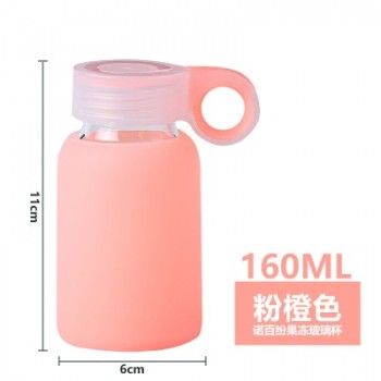 160/220/300/450ML HOT Large Collection Water Bottle Colorful Portable Glass Drinking With Cover Silicone Anti-Skid Sleeve Bottle