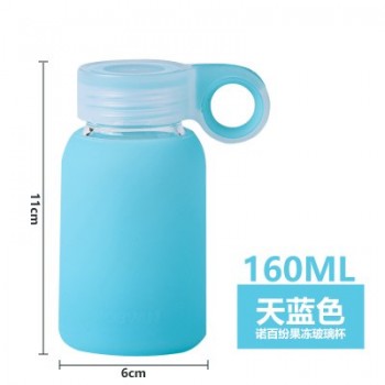 160/220/300/450ML HOT Large Collection Water Bottle Colorful Portable Glass Drinking With Cover Silicone Anti-Skid Sleeve Bottle