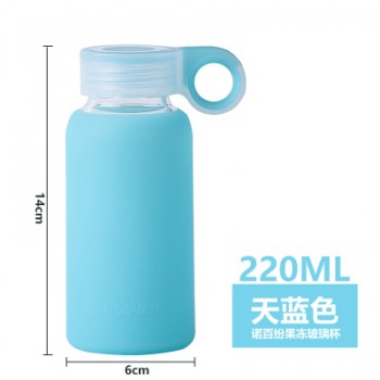 160/220/300/450ML HOT Large Collection Water Bottle Colorful Portable Glass Drinking With Cover Silicone Anti-Skid Sleeve Bottle