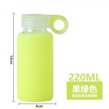 160/220/300/450ML HOT Large Collection Water Bottle Colorful Portable Glass Drinking With Cover Silicone Anti-Skid Sleeve Bottle