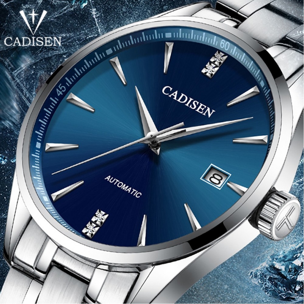 CADISEN Luxury Brand Mens business watch steel men watch automatic mechanical male wirstwatch waterproof thin relogio masculino