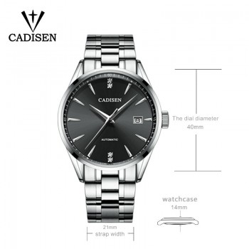 CADISEN Luxury Brand Mens business watch steel men watch automatic mechanical male wirstwatch waterproof thin relogio masculino