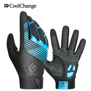 CoolChange Bicycle Gloves Winter Thermal Waterproof Bike Gloves Long Finger Touch Screen Wrist Buckle Cycling Gloves Men Women