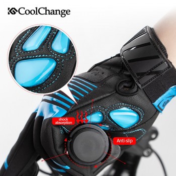 CoolChange Bicycle Gloves Winter Thermal Waterproof Bike Gloves Long Finger Touch Screen Wrist Buckle Cycling Gloves Men Women