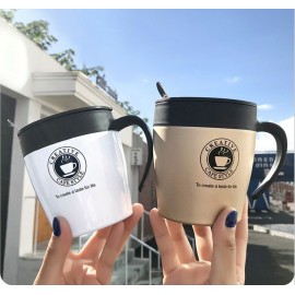 New 330ml Coffee Mug Vacuum Cup Thermos Stainless Steel Insulated Water Cups Tumbler With Handle Lid and Mixing Spoon Office