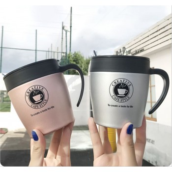 New 330ml Coffee Mug Vacuum Cup Thermos Stainless Steel Insulated Water Cups Tumbler With Handle Lid and Mixing Spoon Office