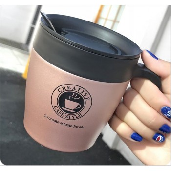 New 330ml Coffee Mug Vacuum Cup Thermos Stainless Steel Insulated Water Cups Tumbler With Handle Lid and Mixing Spoon Office