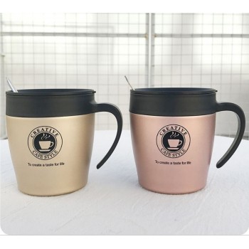 New 330ml Coffee Mug Vacuum Cup Thermos Stainless Steel Insulated Water Cups Tumbler With Handle Lid and Mixing Spoon Office