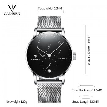 CADISEN Top Mens Watches Top Brand Luxury Automatic Mechanical Watch Men Full Steel Business Waterproof Fashion Sport Watches