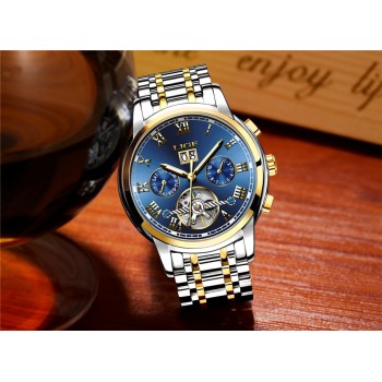 LIGE Mens Watches Top Luxury Brand Automatic Mechanical Watch Men Full Steel Business Waterproof Sport Watches Relogio Masculino
