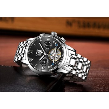 LIGE Mens Watches Top Luxury Brand Automatic Mechanical Watch Men Full Steel Business Waterproof Sport Watches Relogio Masculino