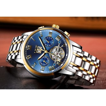 LIGE Mens Watches Top Luxury Brand Automatic Mechanical Watch Men Full Steel Business Waterproof Sport Watches Relogio Masculino