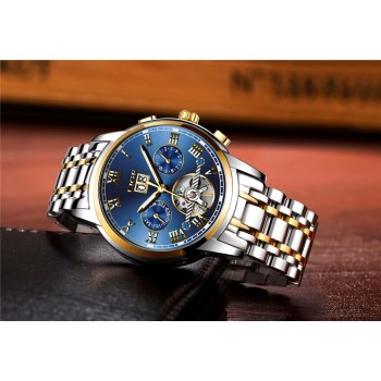 LIGE Mens Watches Top Luxury Brand Automatic Mechanical Watch Men Full Steel Business Waterproof Sport Watches Relogio Masculino