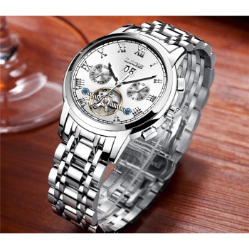 LIGE Mens Watches Top Luxury Brand Automatic Mechanical Watch Men Full Steel Business Waterproof Sport Watches Relogio Masculino
