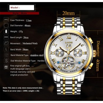 LIGE Mens Watches Top Luxury Brand Automatic Mechanical Watch Men Full Steel Business Waterproof Sport Watches Relogio Masculino