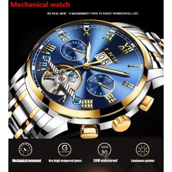 LIGE Mens Watches Top Luxury Brand Automatic Mechanical Watch Men Full Steel Business Waterproof Sport Watches Relogio Masculino