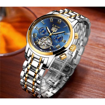 LIGE Mens Watches Top Luxury Brand Automatic Mechanical Watch Men Full Steel Business Waterproof Sport Watches Relogio Masculino