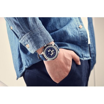 Men Automatic Self Wind Mechanical Black Brown Blue Leather Strap Fashion Sports Business Watch