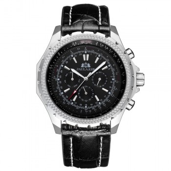 Men Automatic Self Wind Mechanical Black Brown Blue Leather Strap Fashion Sports Business Watch