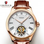 Men Mechanical Watch Tourbillon Watch Hand Winding  Sapphire 25Jewels Genuine Leather Luxury Gift Sea-gull Movement