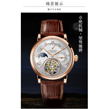 Men Mechanical Watch Tourbillon Watch Hand Winding  Sapphire 25Jewels Genuine Leather Luxury Gift Sea-gull Movement