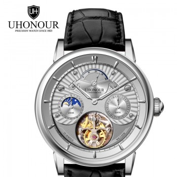 Men Mechanical Watch Tourbillon Watch Hand Winding  Sapphire 25Jewels Genuine Leather Luxury Gift Sea-gull Movement