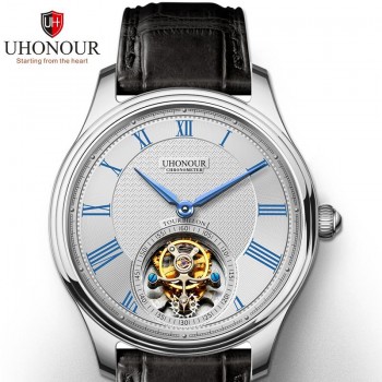 Men Mechanical Watch Tourbillon Watch Hand Winding  Sapphire 25Jewels Genuine Leather Luxury Gift Sea-gull Movement