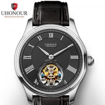 Men Mechanical Watch Tourbillon Watch Hand Winding  Sapphire 25Jewels Genuine Leather Luxury Gift Sea-gull Movement