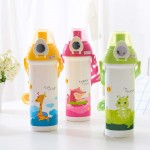 Cartoon Water Bottle Child Plastic Straw Water Bottles Kids Portable Leak-proof Outdoor Sport Kettle Student Travel Bottle