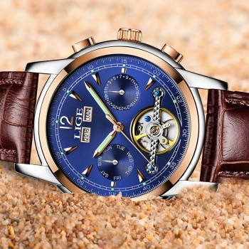 relogio masculino Mens Watches Top Brand Luxruy LIGE Automatic Watch Men Waterproof Sport Clock Man Leather Business Wrist watch