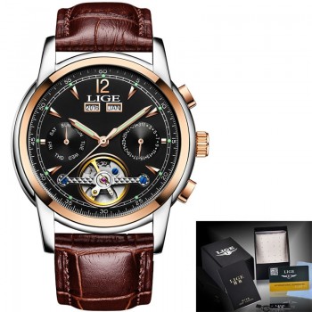 relogio masculino Mens Watches Top Brand Luxruy LIGE Automatic Watch Men Waterproof Sport Clock Man Leather Business Wrist watch