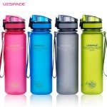 Uzspace Sports Water Bottles Tritan Material Drinkware Protein Shaker Camping Hiking Plastic Bottle for water 350ml 500ml 1000ml
