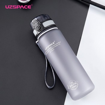 Uzspace Sports Water Bottles Tritan Material Drinkware Protein Shaker Camping Hiking Plastic Bottle for water 350ml 500ml 1000ml