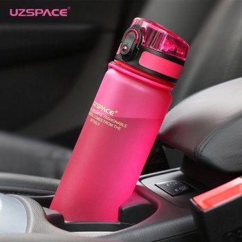 Uzspace Sports Water Bottles Tritan Material Drinkware Protein Shaker Camping Hiking Plastic Bottle for water 350ml 500ml 1000ml