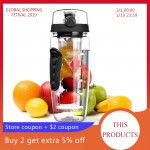 Urijk 34oz 1000ml Plastic Fruit Infuser Juice Shaker Sports Lemon Water Bottle Tour Hiking Portable Drinkware Bottles B Free
