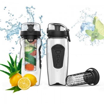 Urijk 34oz 1000ml Plastic Fruit Infuser Juice Shaker Sports Lemon Water Bottle Tour Hiking Portable Drinkware Bottles B Free