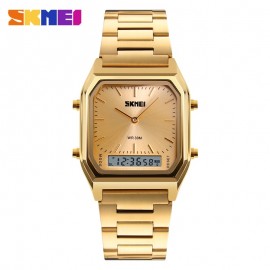 SKMEI Luxury Men Golden Watch Digital Quartz Mens Watches Dual Time Display Clock Wristwatches Male Watch Relogio Masculino1220
