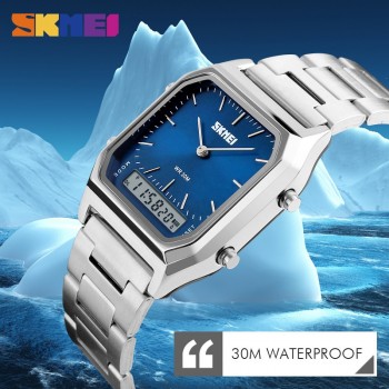SKMEI Luxury Men Golden Watch Digital Quartz Mens Watches Dual Time Display Clock Wristwatches Male Watch Relogio Masculino1220