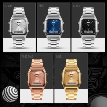 SKMEI Luxury Men Golden Watch Digital Quartz Mens Watches Dual Time Display Clock Wristwatches Male Watch Relogio Masculino1220