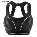 SYROKAN Womens Compression Racerback Adjustable High Impact Running Sports Bra (size smaller than normal)