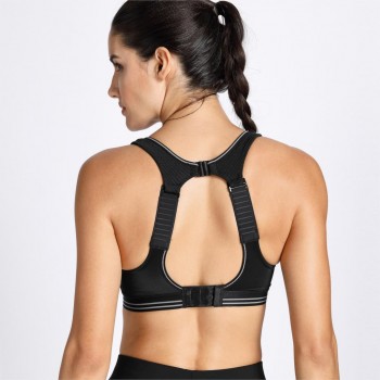 SYROKAN Womens Compression Racerback Adjustable High Impact Running Sports Bra (size smaller than normal)