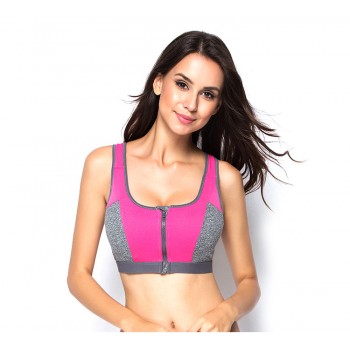 Double Layer Zipper Sports Bra Ladies Fitness Yoga Bra Push Up High Padded Shirt Underwear Running Vest Gym Exercise Sportswear