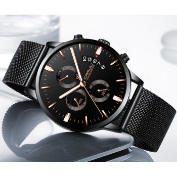 CRRJU New Mens Calander Waterproof Sport WristWatch with Milan strap Army Chronograph Quartz Heavy Watches Fashion male Clock