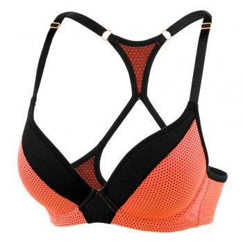 SYROKAN Womens Racerback Lift Comfort Mesh Underwire Foam Push Up Sports Bra