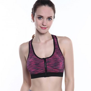 Women Zipper Push Up Sports Bra Padded Wirefree Shockproof Gym Fitness Athletic Running Yoga Vest Sport Tops Shake Underwear
