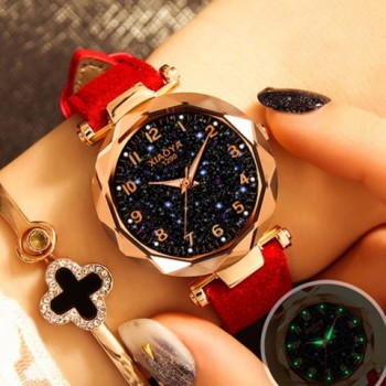 Fashion Women Watches 2018 Best Sell Star Sky Dial Clock Luxury Rose Gold Womens Bracelet Quartz Wrist Watches New Dropshipping